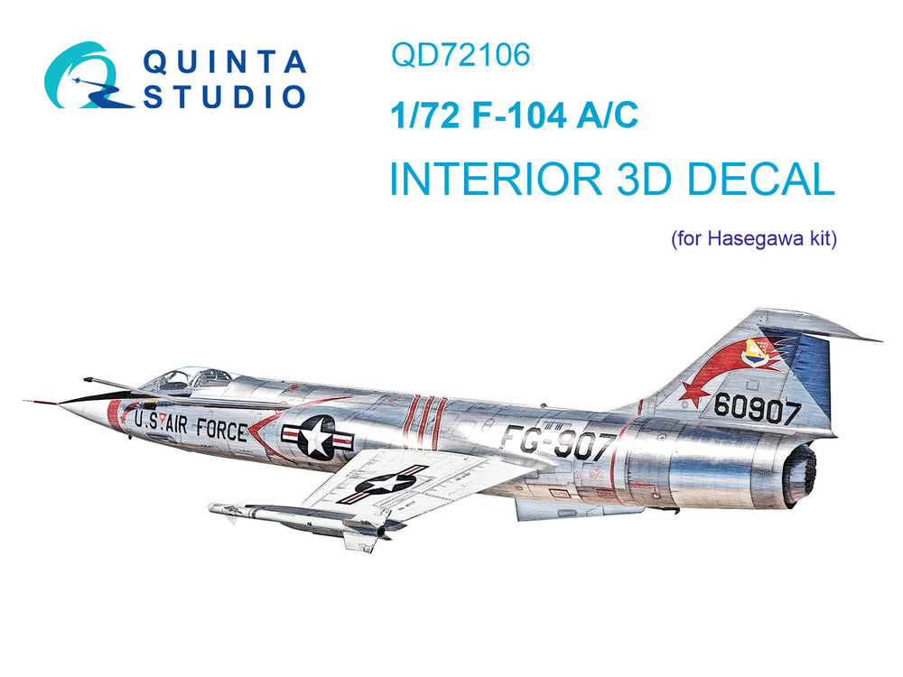 Quinta Studio QD72106 1:72 F-104A/C Starfighter 3D Interior Decal