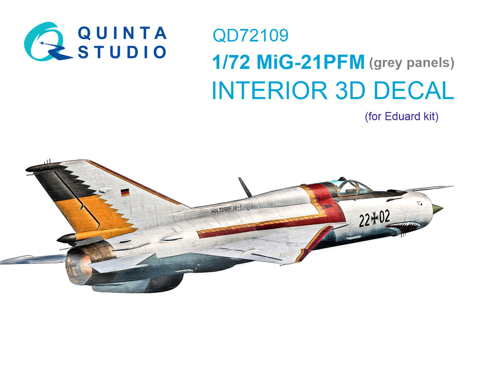 Quinta Studio QD72109 1:72 MiG-21PFM Gray Panels 3D Interior