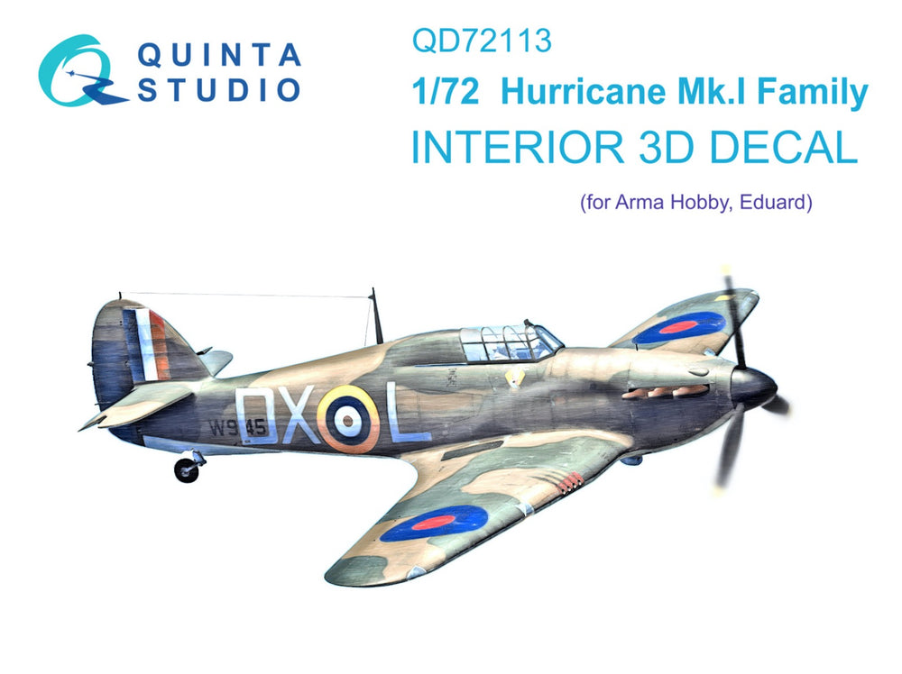 Quinta Studio QD72113 1:72 Hurricane Mk.I Family 3D Interior Decal