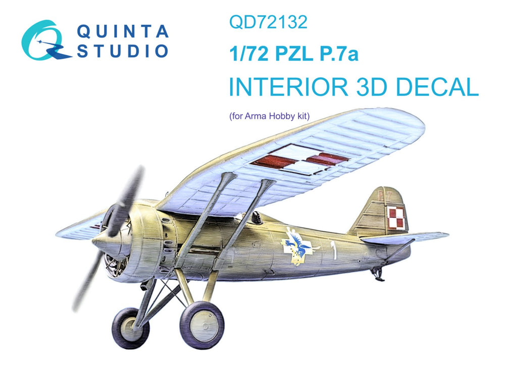 Quinta Studio QD72132 1:72 PZL P.7a 3D-Printed coloured Interior on decal paper