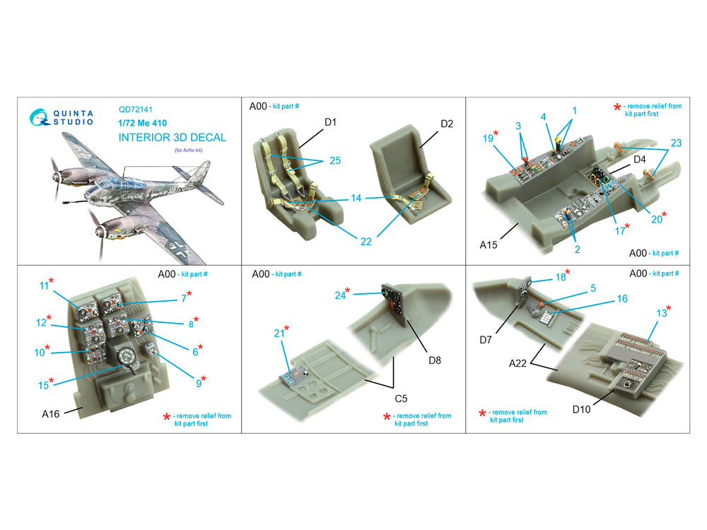 Quinta Studio QD72141 1:72 Me-410A-1/U-2 3D Interior Decal