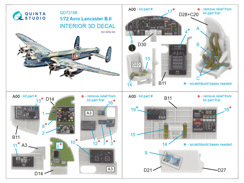 Quinta Studio QD72156 1:72 Lancaster B.II 3D Interior Decal