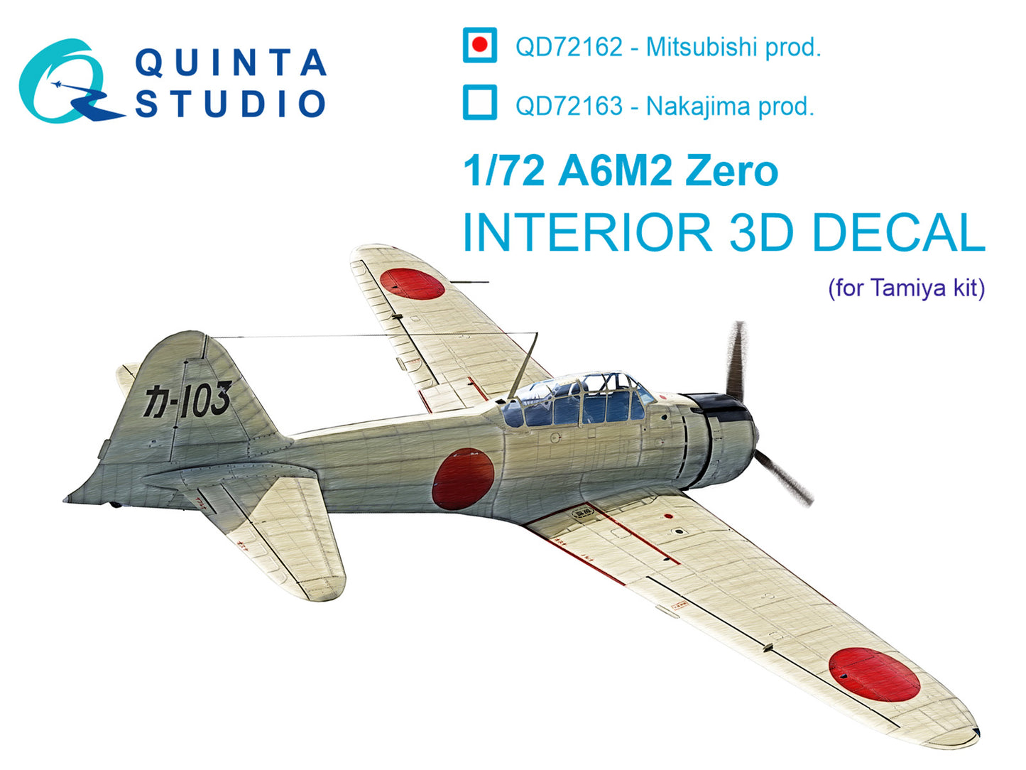 Quinta Studio QD72162 1:72 Mitsubishi A6M2 Zero