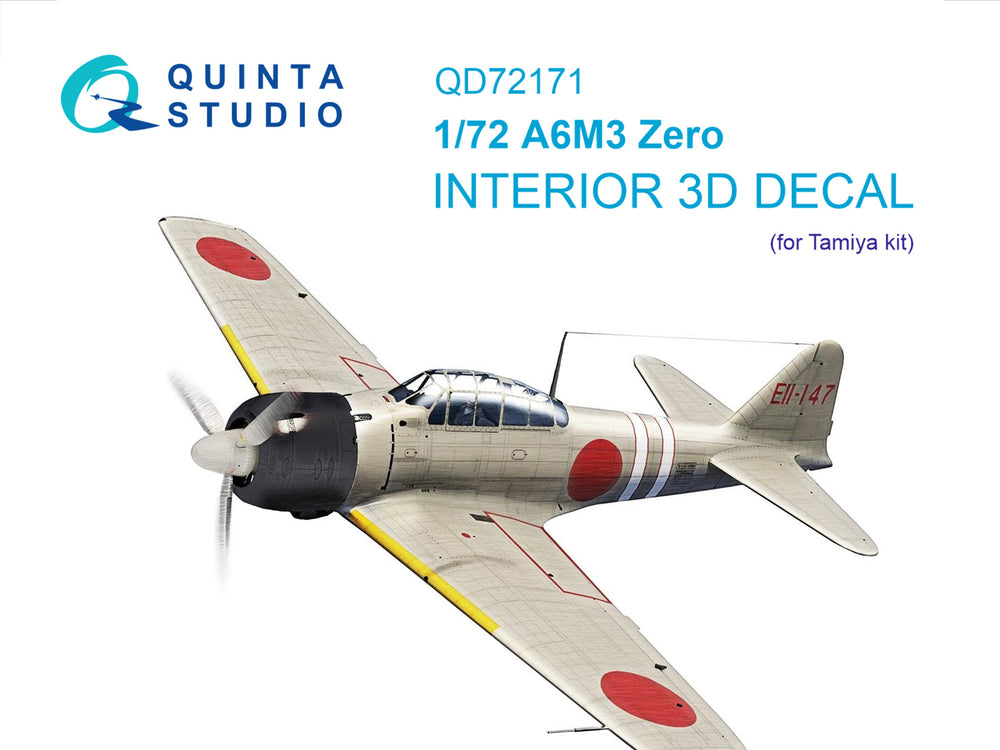 Quinta Studio QD72171 1:72 A6M3 Zero 3D Interior Decal