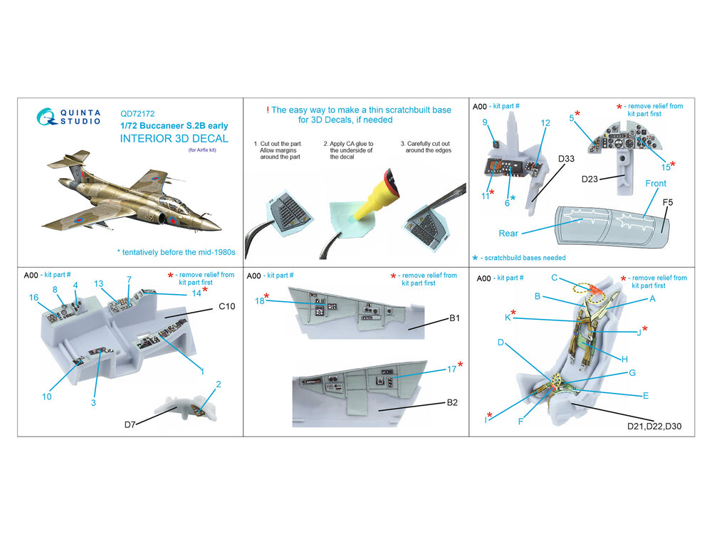 Quinta Studio QD72172 1:72 Buccaneer S.2B Early 3D Interior Decal