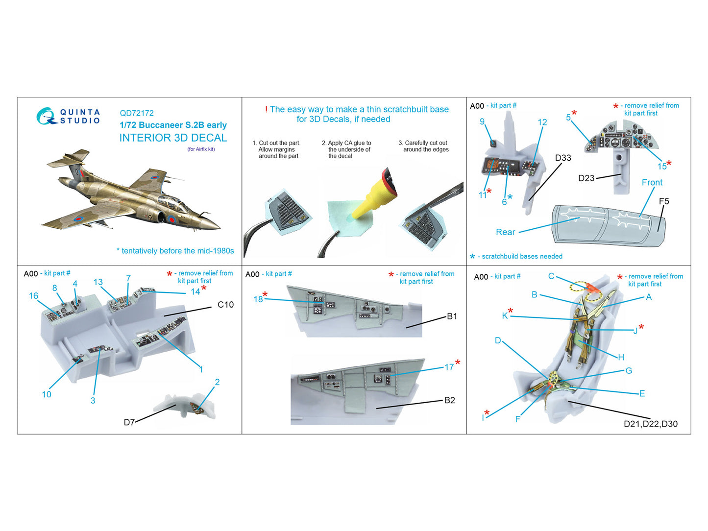 Quinta Studio QD72172 1:72 Buccaneer S.2B Early 3D Interior Decal
