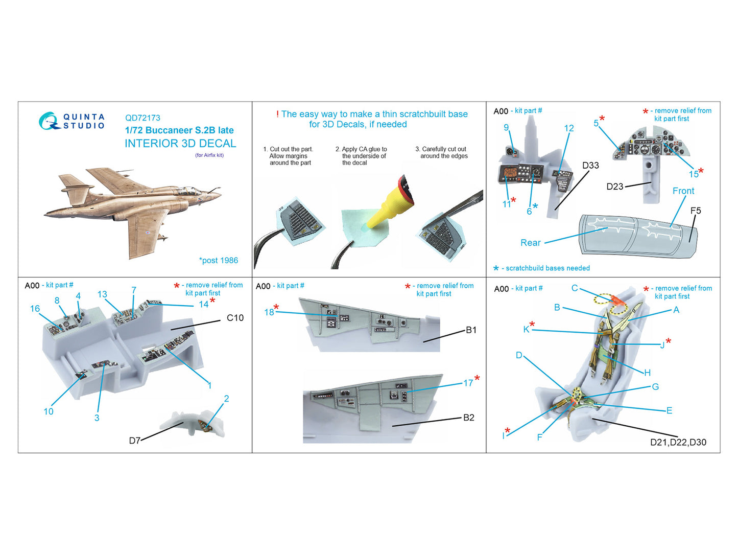 Quinta Studio QD72173 1:72 Buccaneer S.2B Late 3D Interior Decal