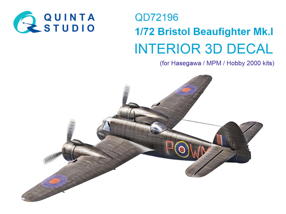 Quinta Studio QD72196 1:72 Beaufighter Mk.I 3D Interior Decal