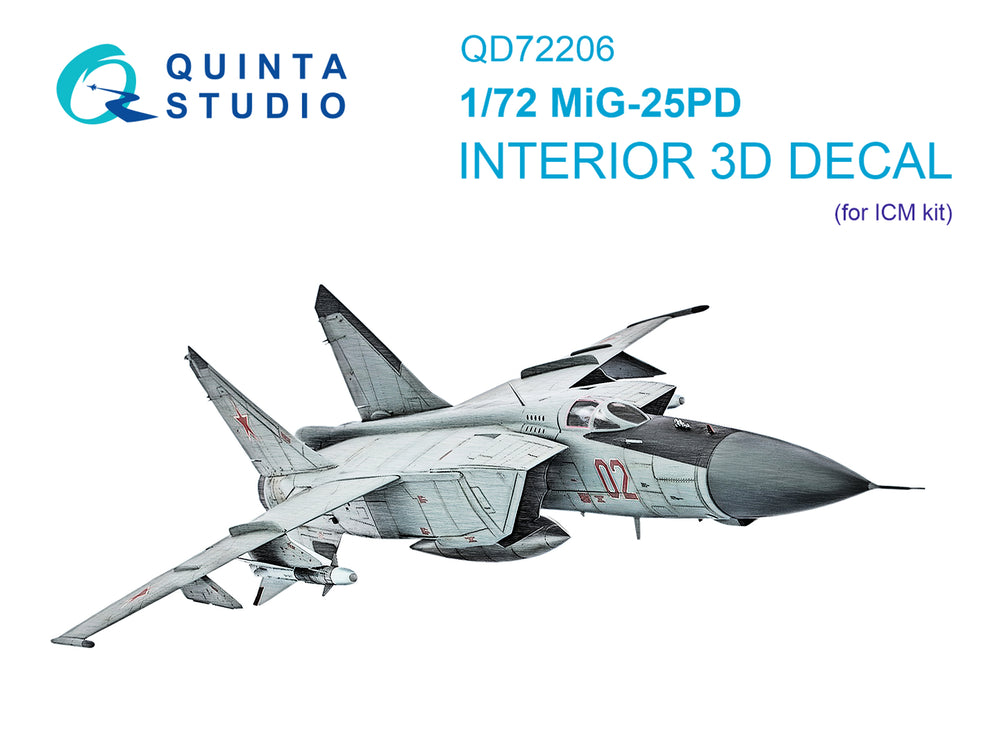 Quinta Studio QD72206 1:72 MiG-25PD 3D Interior Decal