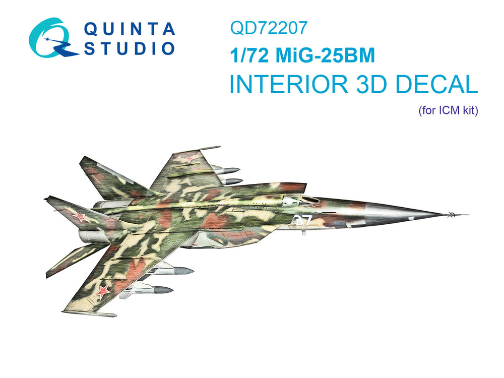 Quinta Studio QD72207 1:72 MiG-25BM 3D Interior Decal