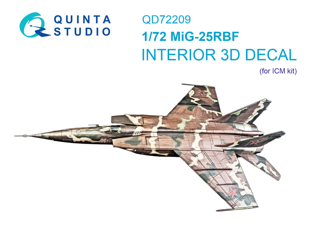 Quinta Studio QD72209 1:72 MiG-25RBF 3D Interior Decal