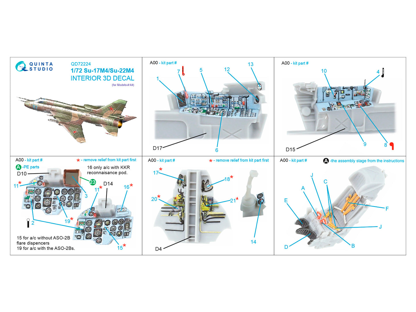 Quinta Studio QD72224 1:72 Su-17M4/Su-22M4 3D Interior Decal