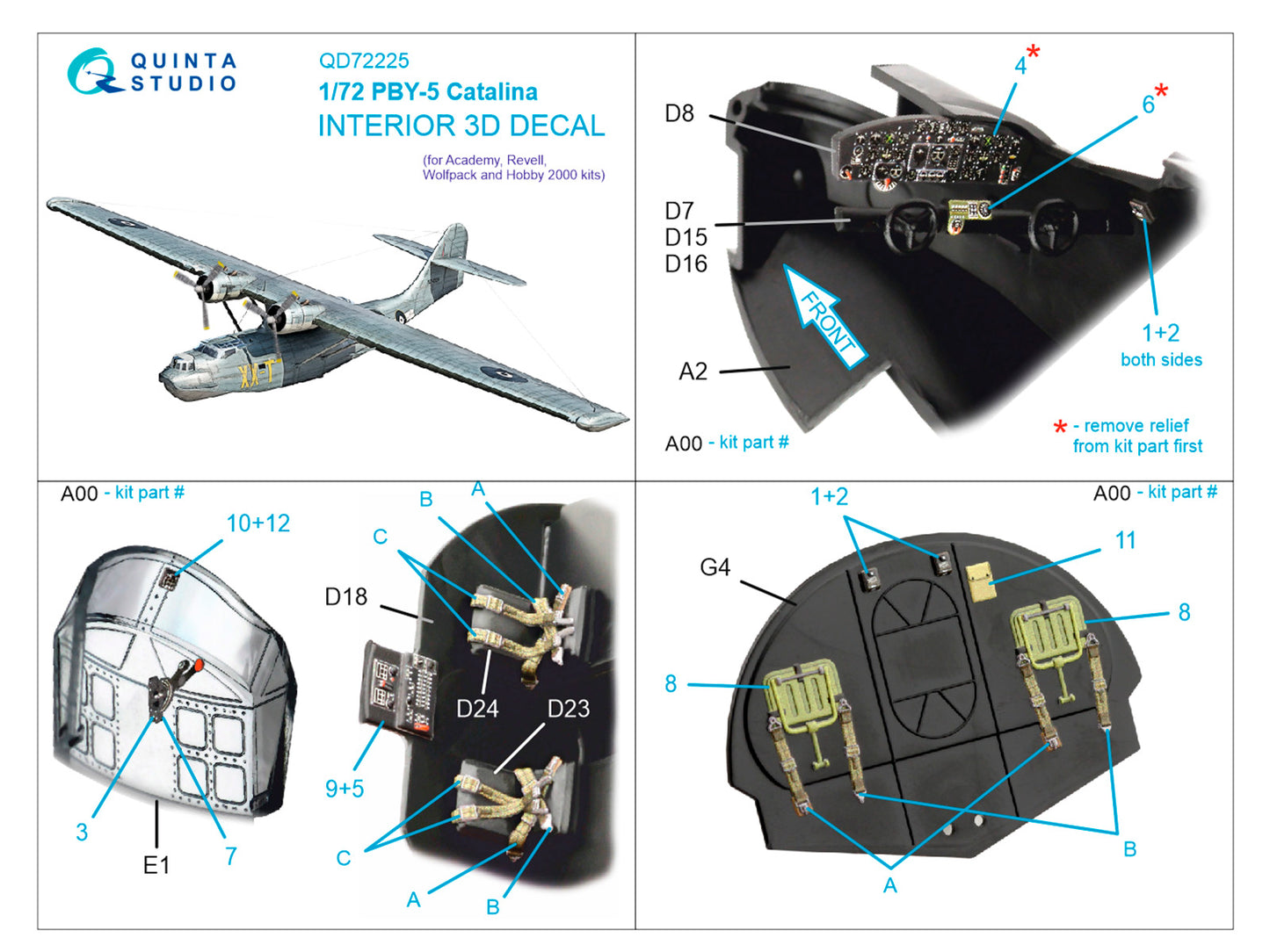 Quinta Studio QD72225 1:72 PBY-5 Catalina 3D Interior Decal