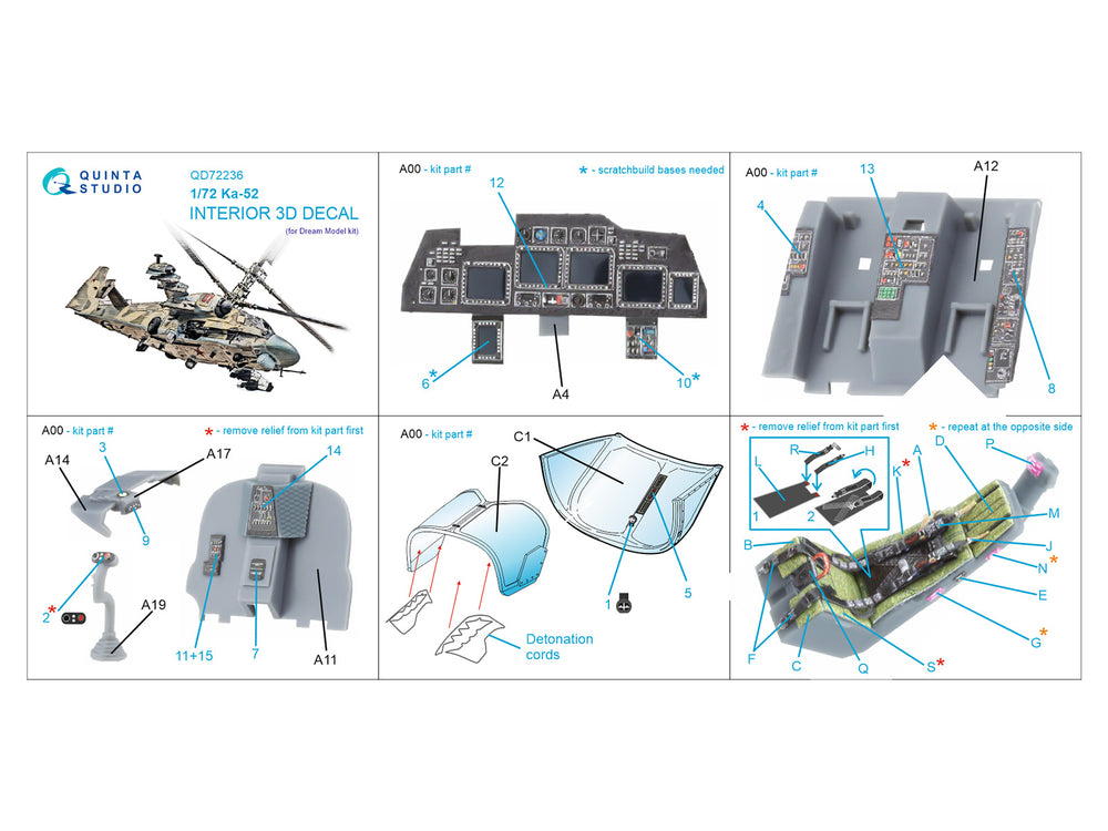 Quinta Studio QD72236 1:72 Kamov Ka-52 3D-Printed Interior decal