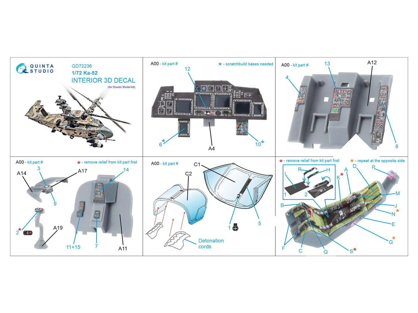 Quinta Studio QD72236 1:72 Kamov Ka-52 3D-Printed Interior decal