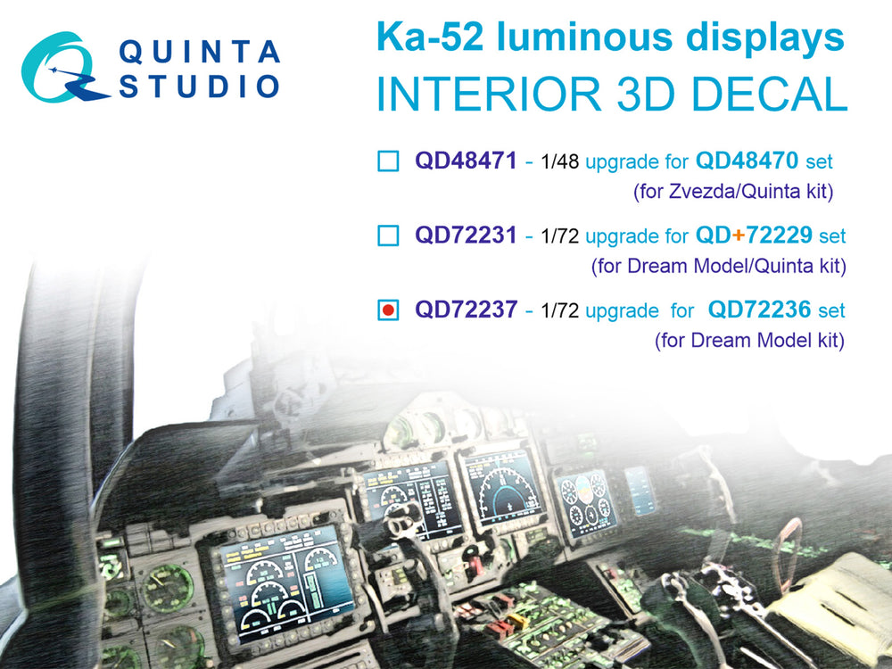 Quinta Studio QD72237 1:72 Kamov Ka-52 luminous displays upgrade for QD72236 set