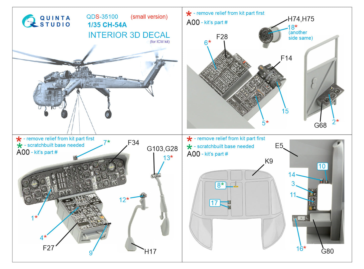 Quinta Studio QDS-35100 1:35 CH-54A Tarhe 3D Interior Decal