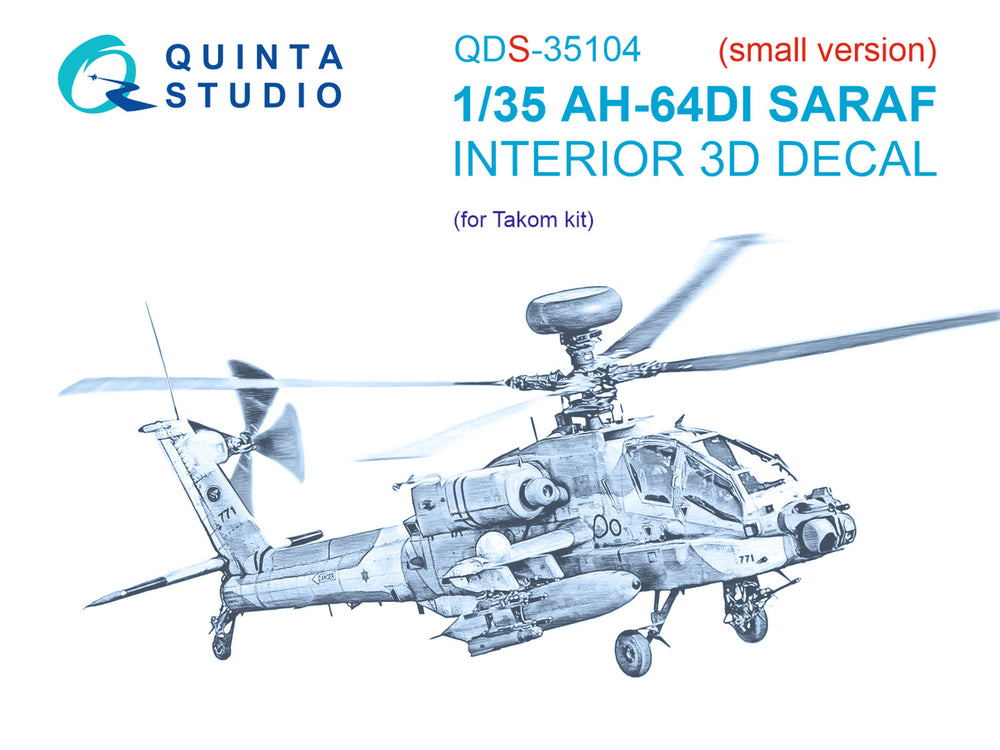 Quinta Studio QDS-35104 1:35 AH-64DI Saraf 3D Interior Decal