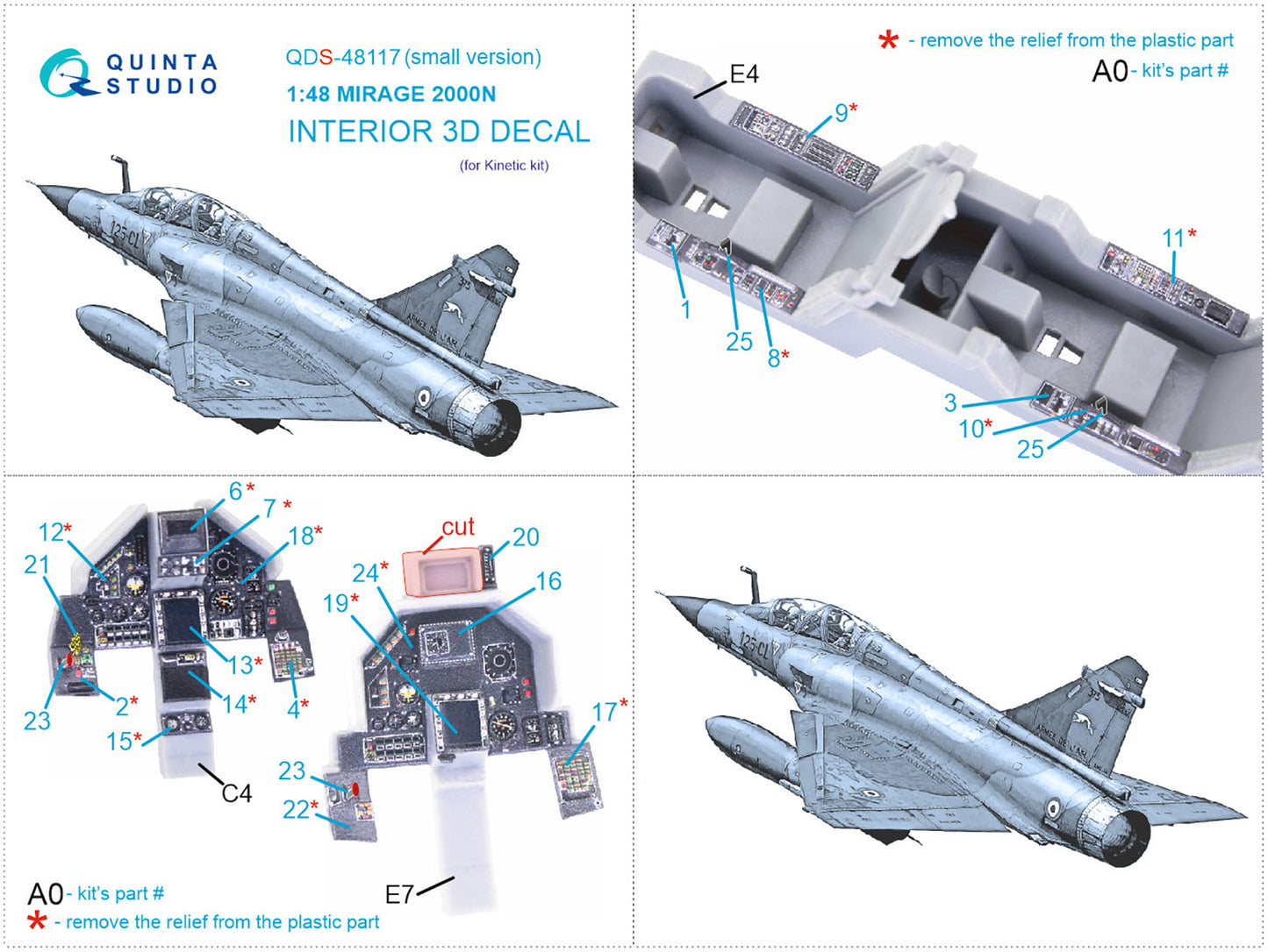 Quinta Studio QDS-48117 1:48 Mirage 2000N 3D Interior Decal