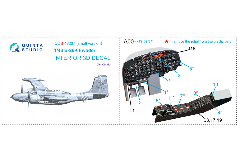 Quinta Studio QDS-48237 1:48 B-26K Counter Invader 3D Interior Decal