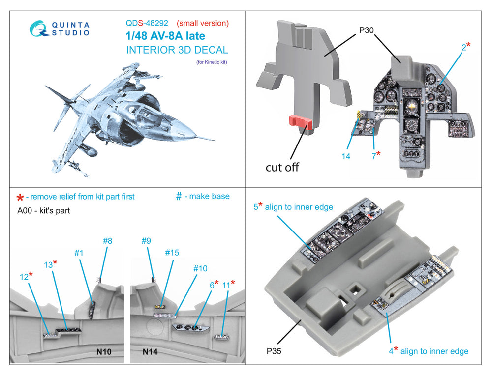 Quinta Studio QDS-48292 1:48 AV-8A Late Harrier 3D Interior Decal