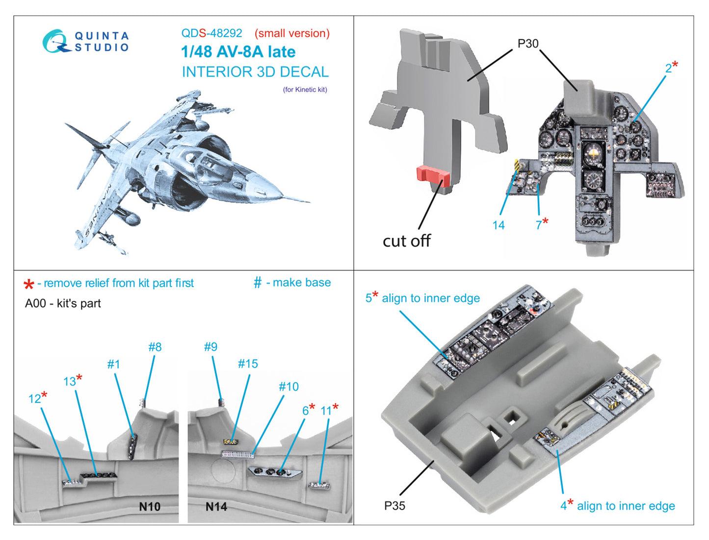 Quinta Studio QDS-48292 1:48 AV-8A Late Harrier 3D Interior Decal