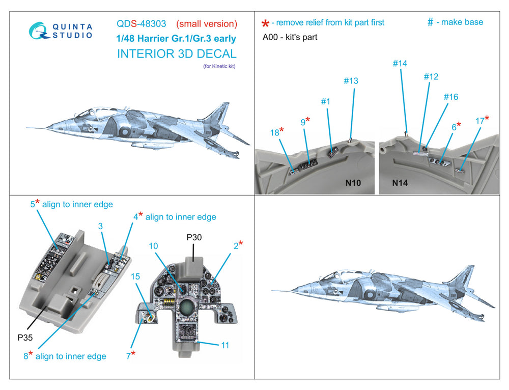 Quinta Studio QDS-48303 1:48 Harrier Gr.1/Gr.3 Early 3D Interior