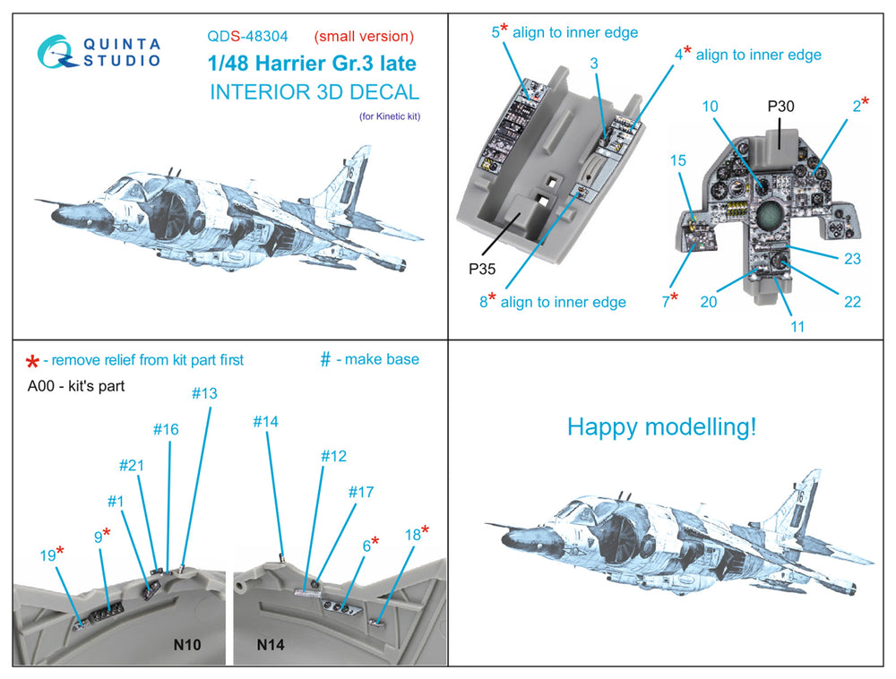 Quinta Studio QDS-48304 1:48 Harrier Gr.3 Late 3D Interior Decal