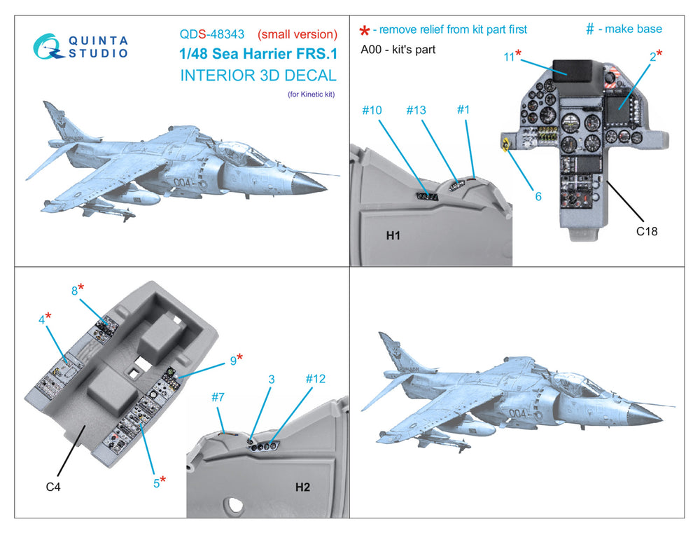 Quinta Studio QDS-48343 1:48 Sea Harrier FRS.1 3D Interior Decal