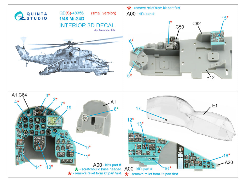 Quinta Studio QDS-48356 1:48 Mil Mi-24D 3D-Printed Interior Decals