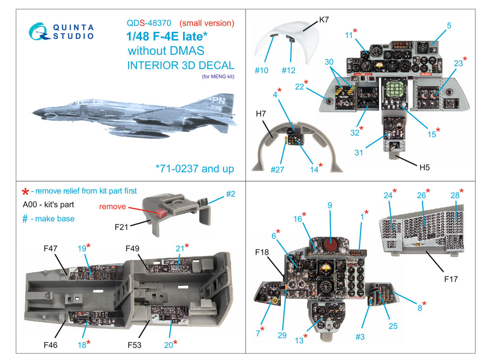 Quinta Studio QDS-48370 1:48 F-4E Phantom Late No DMAS 3D Interior