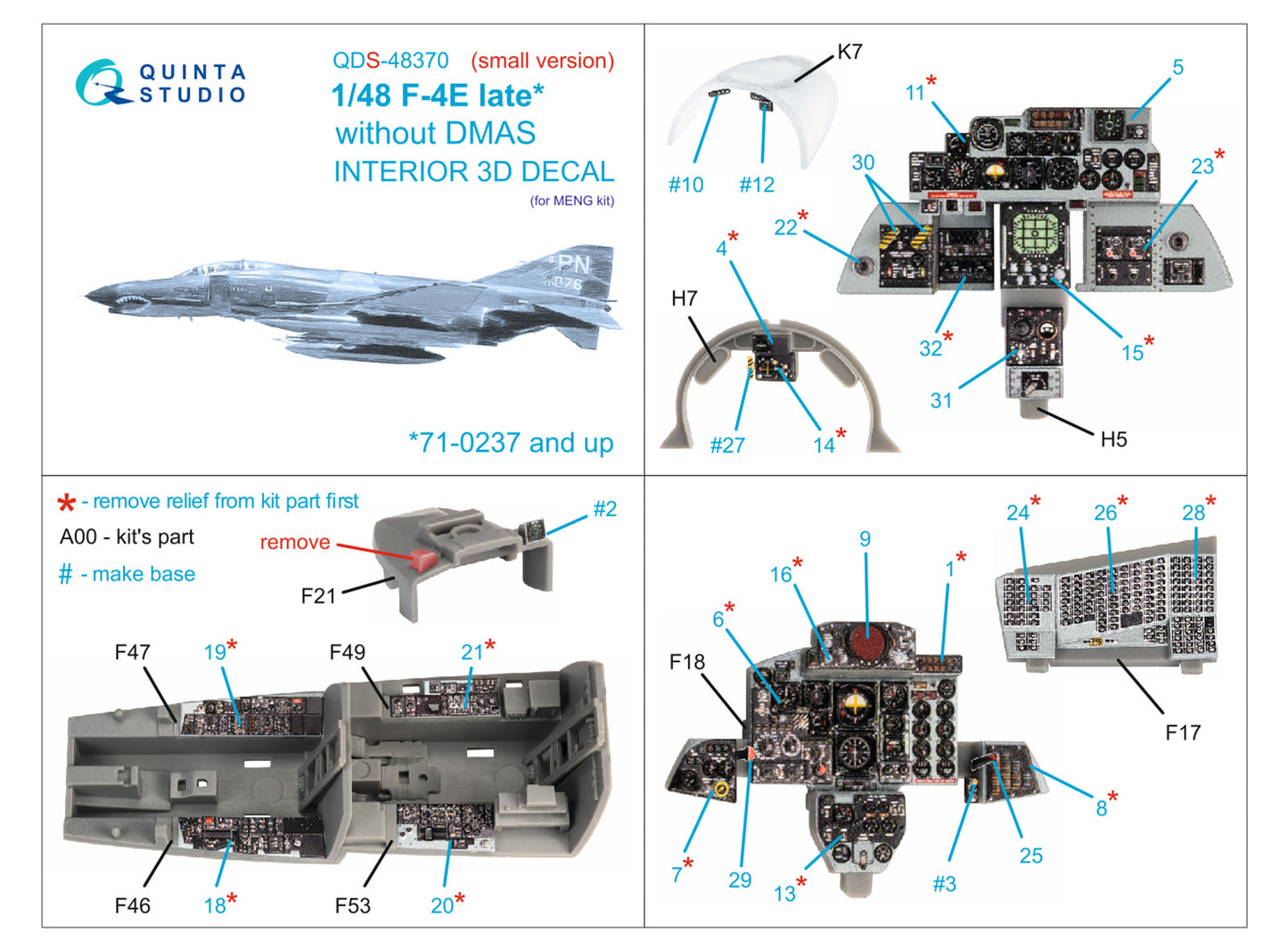 Quinta Studio QDS-48370 1:48 F-4E Phantom Late No DMAS 3D Interior