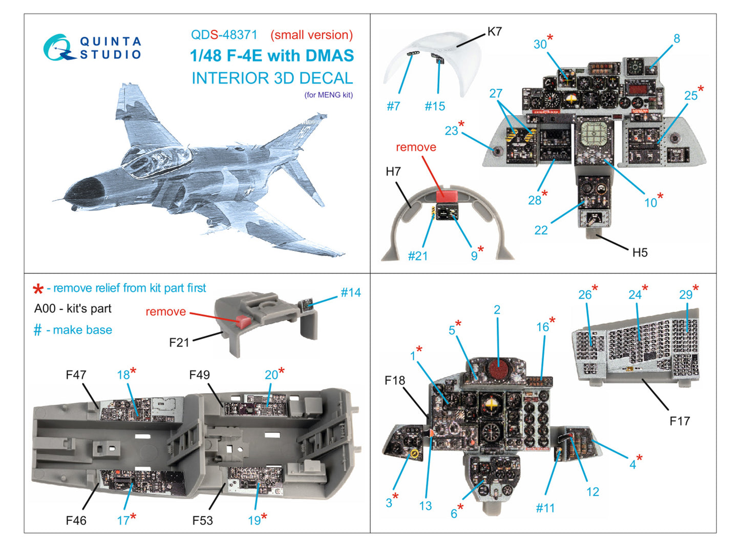 Quinta Studio QDS-48371 1:48 F-4E Phantom with DMAS 3D Interior Decal