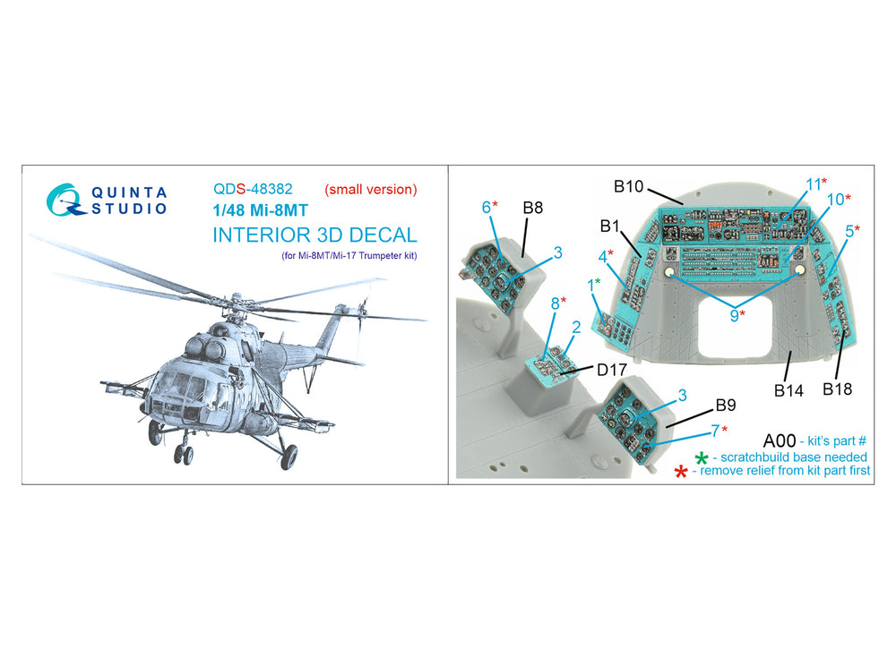 Quinta Studio QDS-48382 1:48 Mil Mi-8MT 3D-Printed Interior Decals