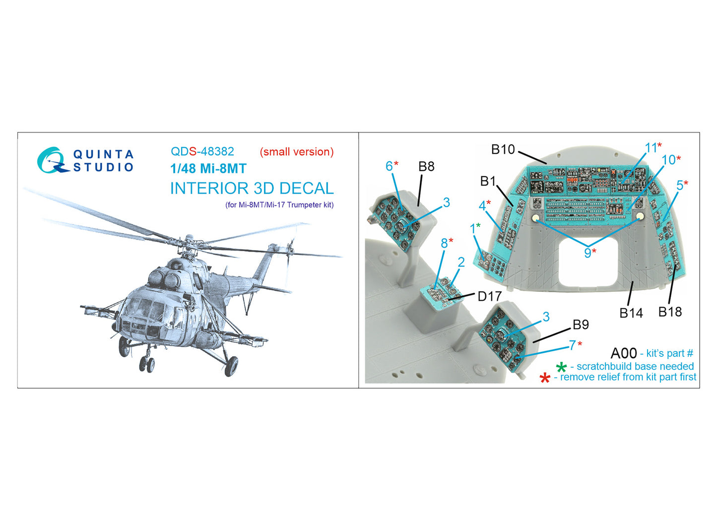 Quinta Studio QDS-48382 1:48 Mil Mi-8MT 3D-Printed Interior Decals