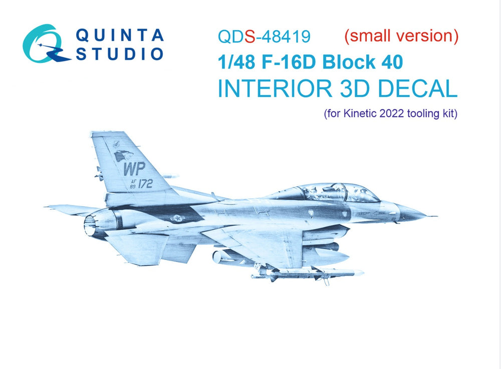 Quinta Studio QDS-48419 1:48 F-16D Block 40 3D Interior Decal