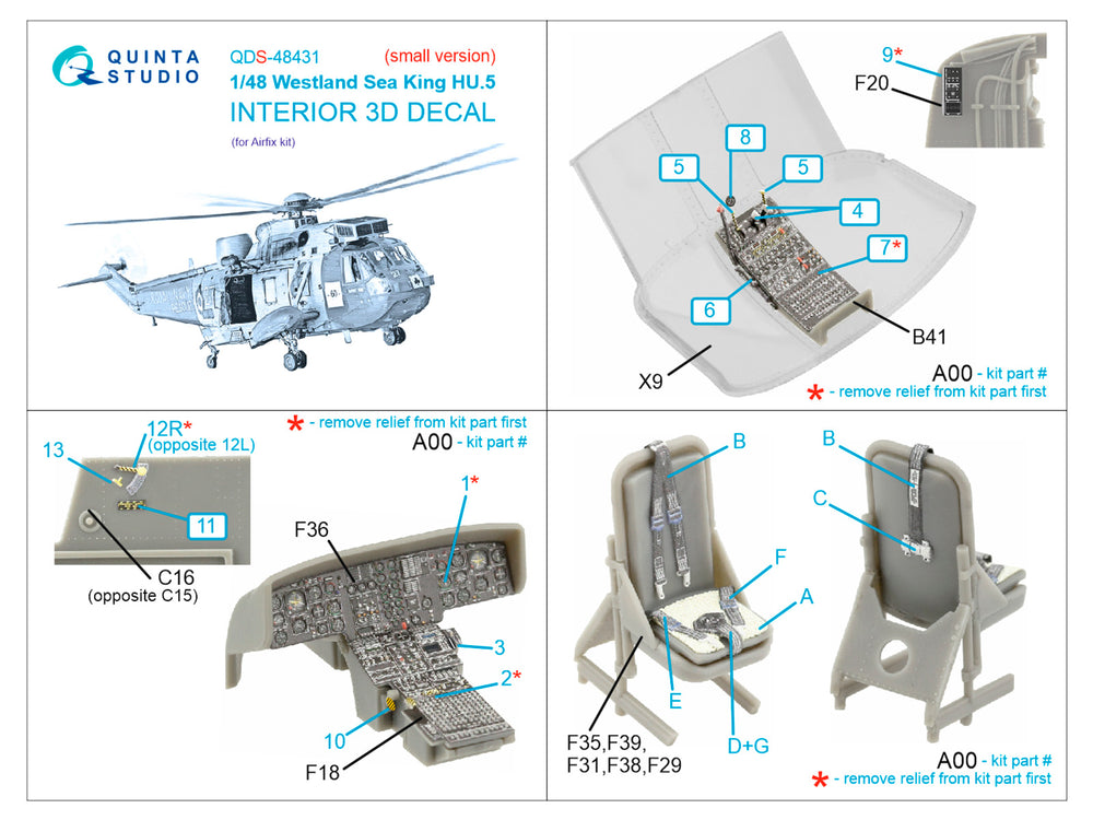 Quinta Studio QDS-48431 1:48 Sea King HU.5 3D Interior Decal