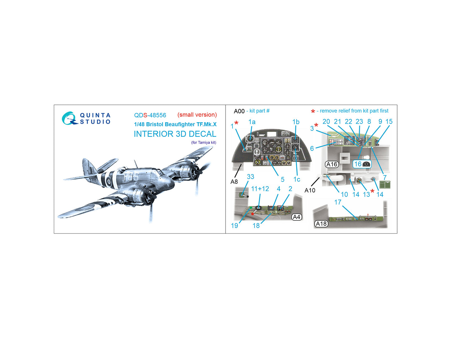 Quinta Studio QDS-48556 1:48 Beaufighter TF Mk.X 3D Interior Decal