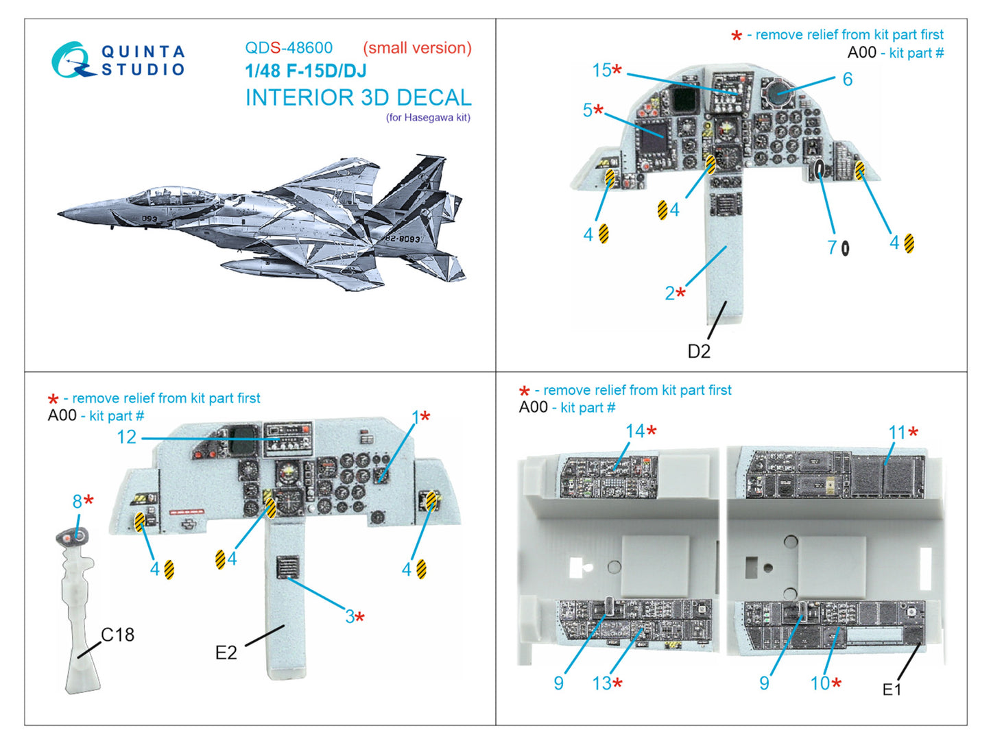 Quinta Studio QDS-48600 1:48 F-15D/DJ Eagle 3D Interior Decal