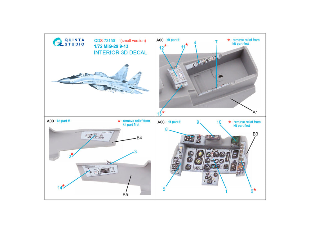 Quinta Studio QDS-72150 1:72 MiG-29 9-13 3D Interior Decal