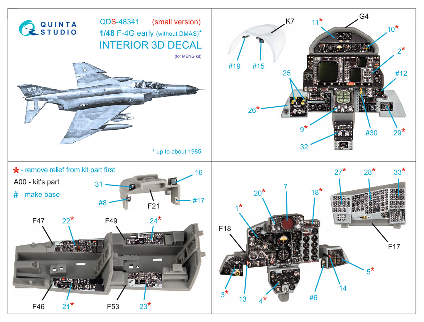 Quinta Studio QDS-48341 1:48 F-4G Early Phantom 3D Interior Decal
