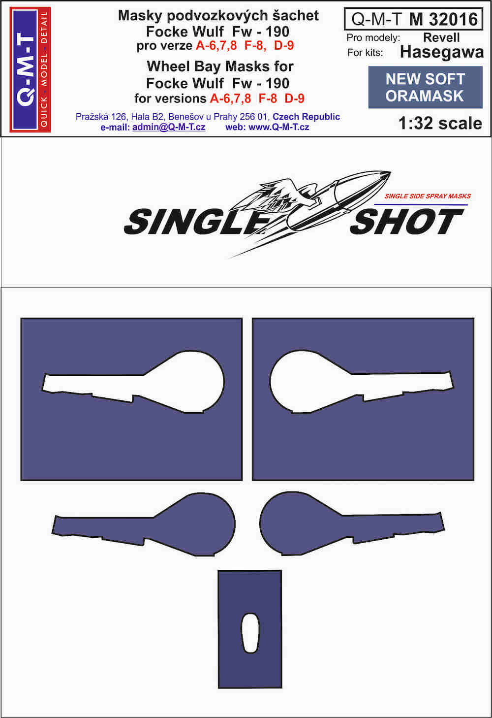Q-M-T QMTM32016 1:32 Fw-190A/F/D Wheel Bay Paint Masks