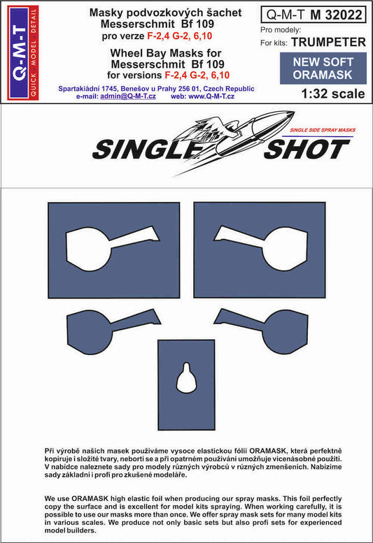 Q-M-T QMTM32022 1:32 Bf-109F-4/G-2/6/10 Wheel Bay Paint Masks