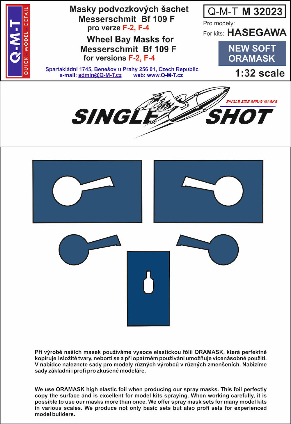 Q-M-T QMTM32023 1:32 Messerschmitt Bf-109F-2/Bf-109F-4 wheel bay paint masks