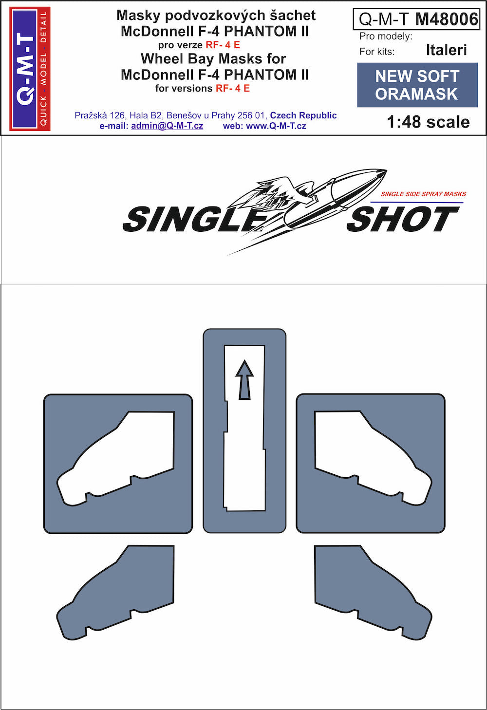Q-M-T QMTM48006 1:48 McDonnell RF-4E Phantom wheel bay paint masks