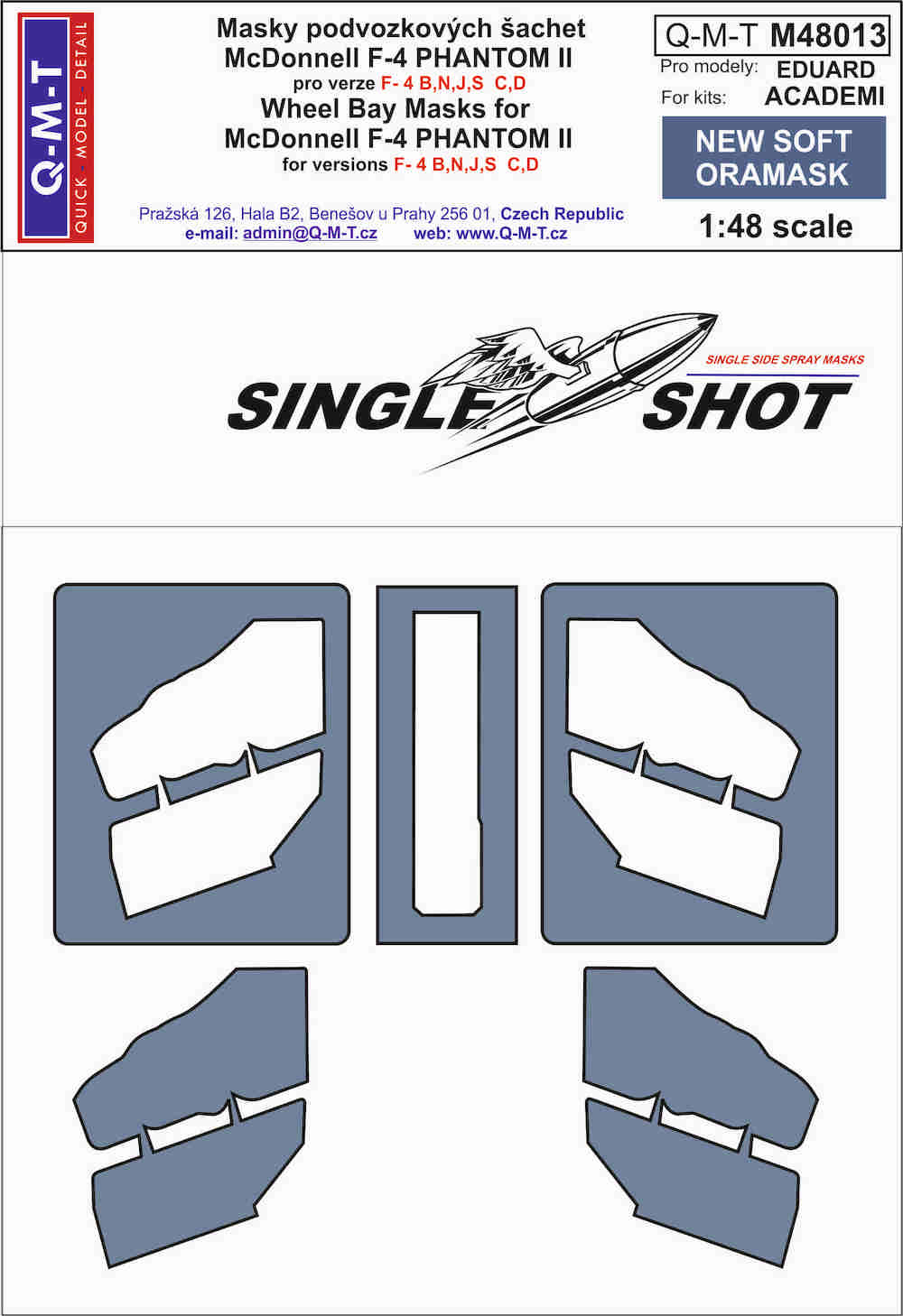 Q-M-T QMTM48013 1:48 F-4 Phantom Wheel Bay Paint Masks