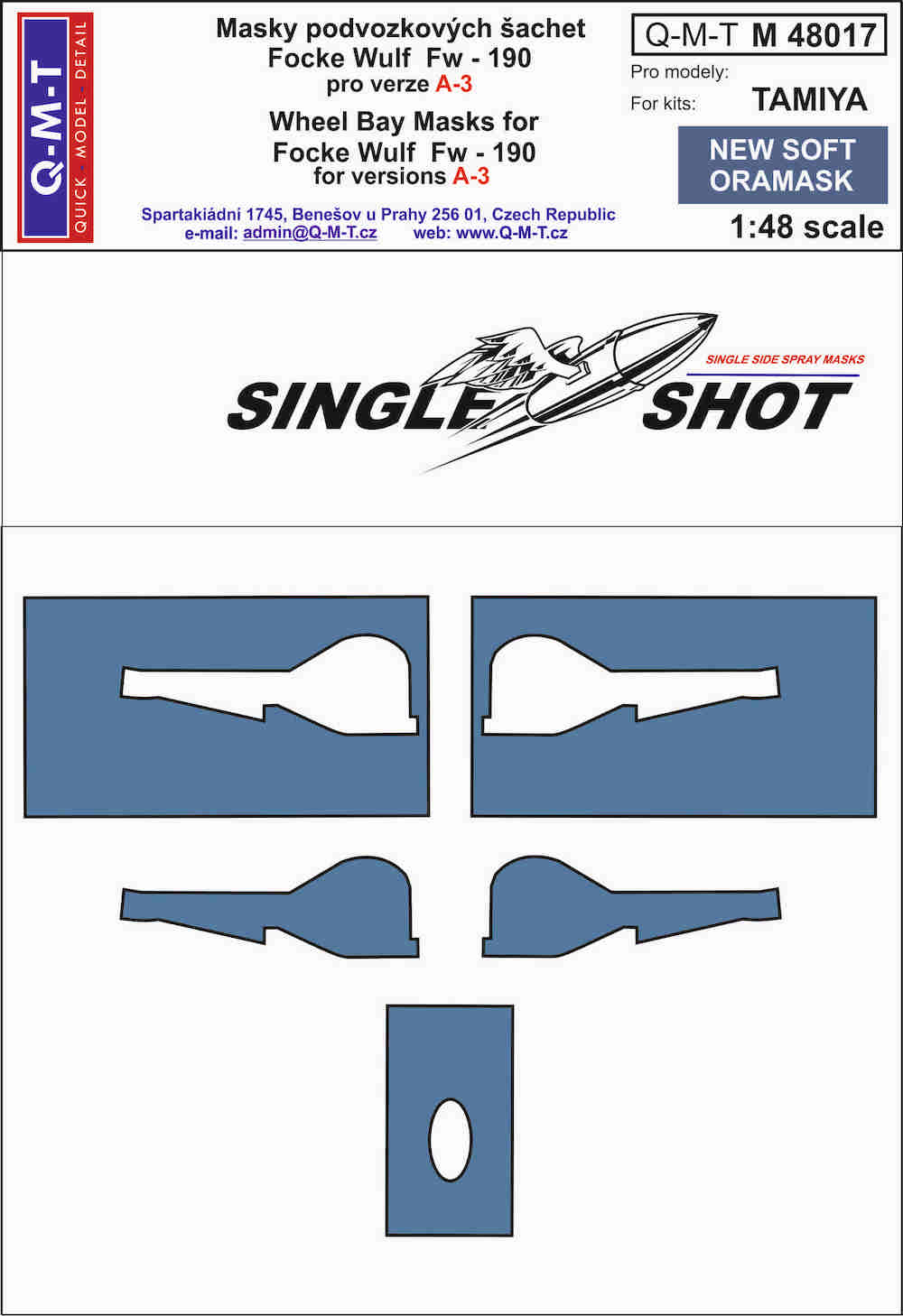 Q-M-T QMTM48017 1:48 Focke-Wulf Fw-190A-3 wheel bay paint masks