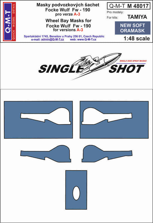 Q-M-T QMTM48017 1:48 Focke-Wulf Fw-190A-3 wheel bay paint masks