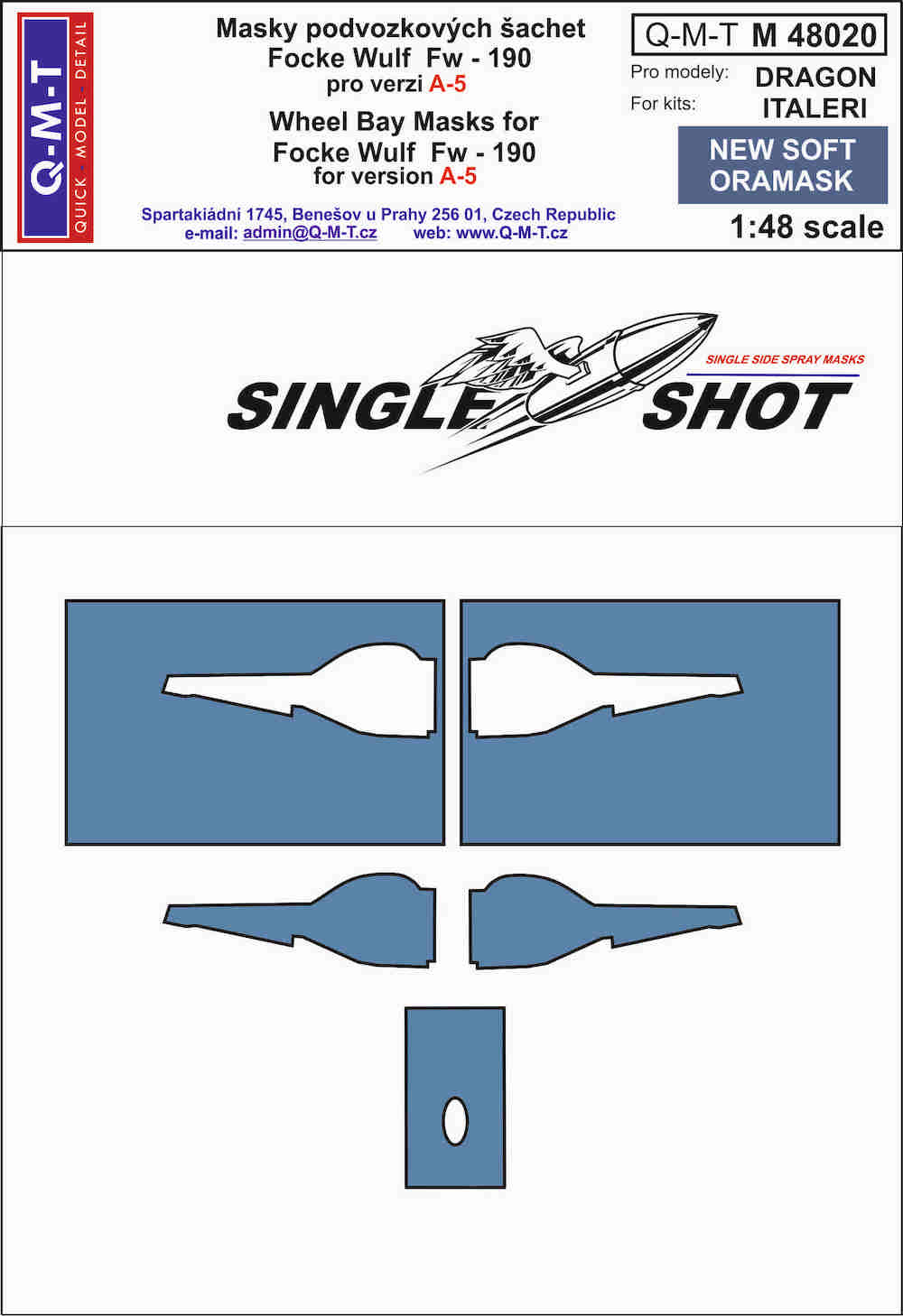 Q-M-T QMTM48020 1:48 Focke-Wulf Fw-190A-5 wheel bay paint masks