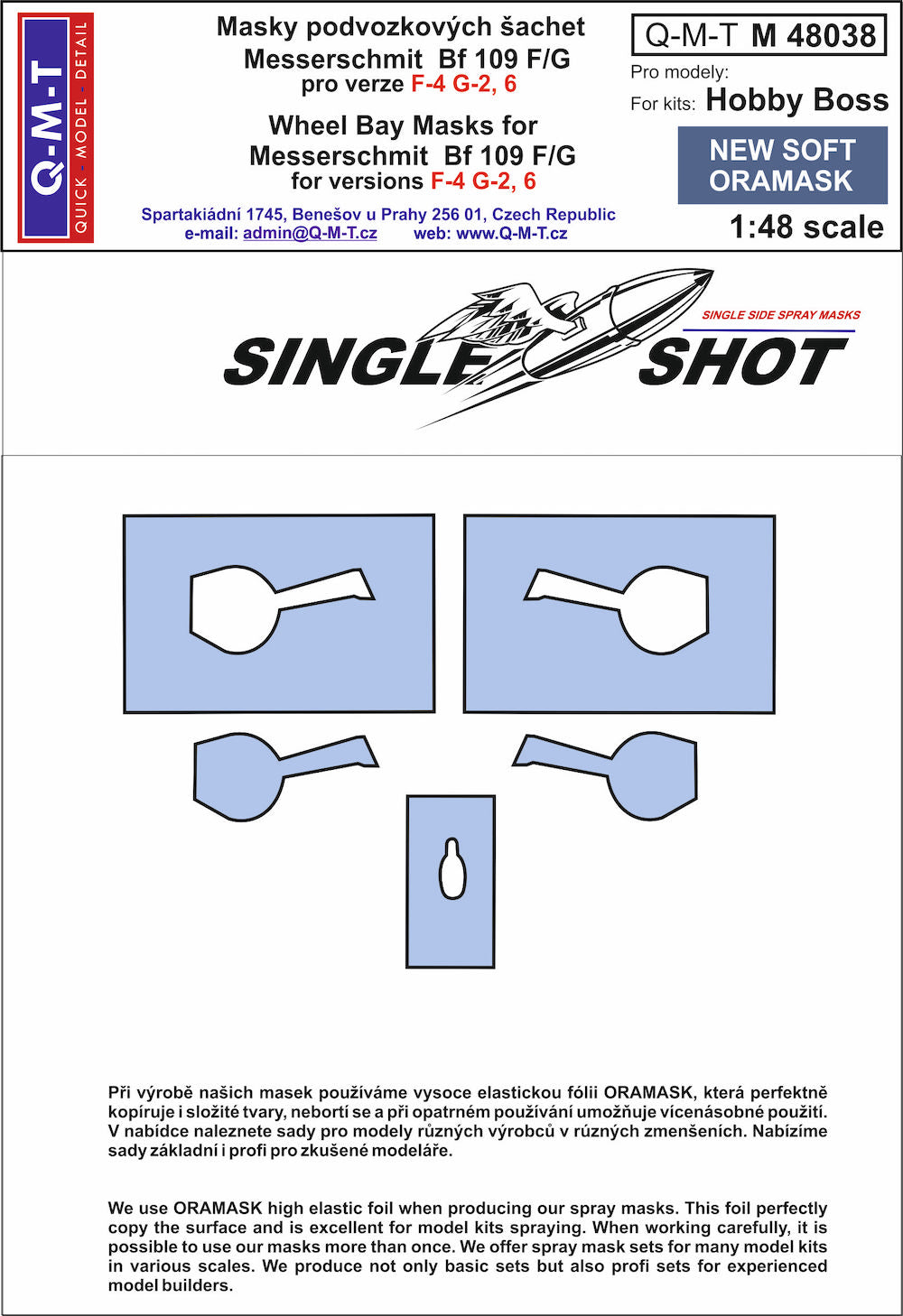 Q-M-T QMTM48038 1:48 Bf-109F-4/G-2/6 Wheel Bay Paint Masks